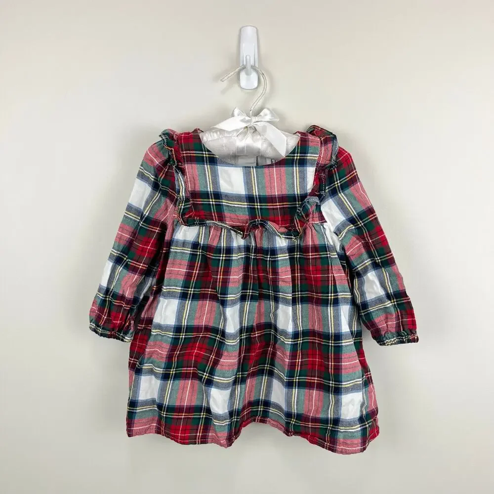 Baby Gap Tartan Plaid Ruffle Holiday Dress 12-18 Months